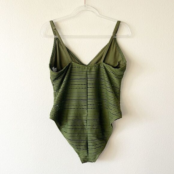 Robin Piccone Olive Green Crochet One Piece Swimsuit - Picture 4 of 7